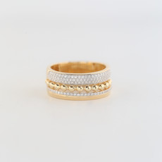 American Jewelry 14K Yellow Gold .37ctw Diamond & Beaded Stackable Ring (Size 7)