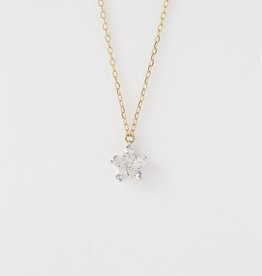 American Jewelry 14K Yellow Gold 3/4ctw Diamond Flower Necklace (16-18")