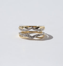 American Jewelry 14K Yellow Gold .30ctw Diamond & Polished Contour Ring Guard (Size 7)