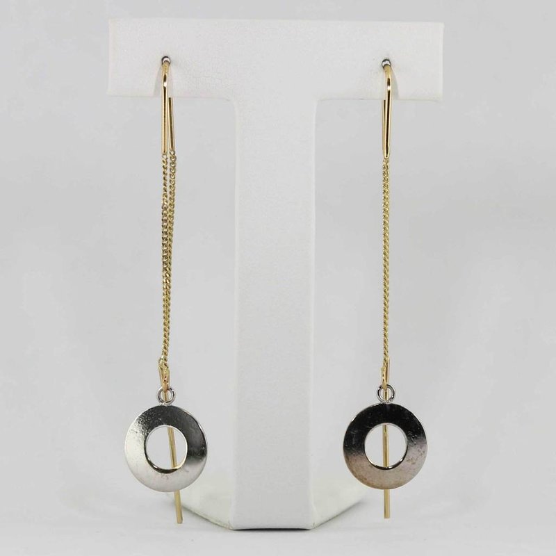 American Jewelry 14k Yellow & White Gold Circle Threader Earrings