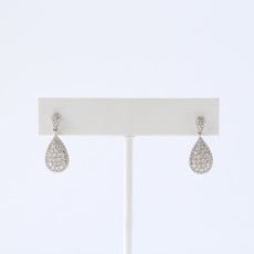 American Jewelry 14K White Gold .88ctw Diamond Pear Cluster Drop Earrings