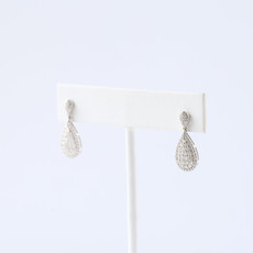 American Jewelry 14K White Gold .88ctw Diamond Pear Cluster Drop Earrings