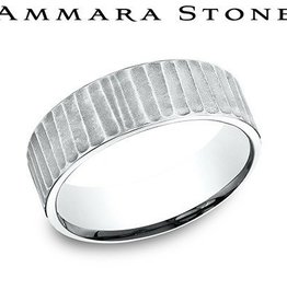 American Jewelry 14k White Gold 7mm Ammara Stone Wedding Band (Size 10)