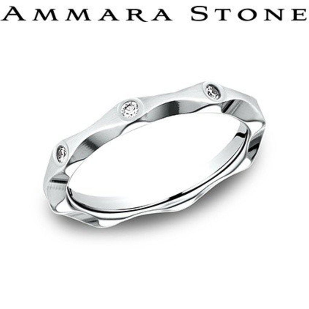 American Jewelry 14k White Gold .16ctw Round Brilliant Diamond Ammara Stone Ladies Wedding Band (Size 6)