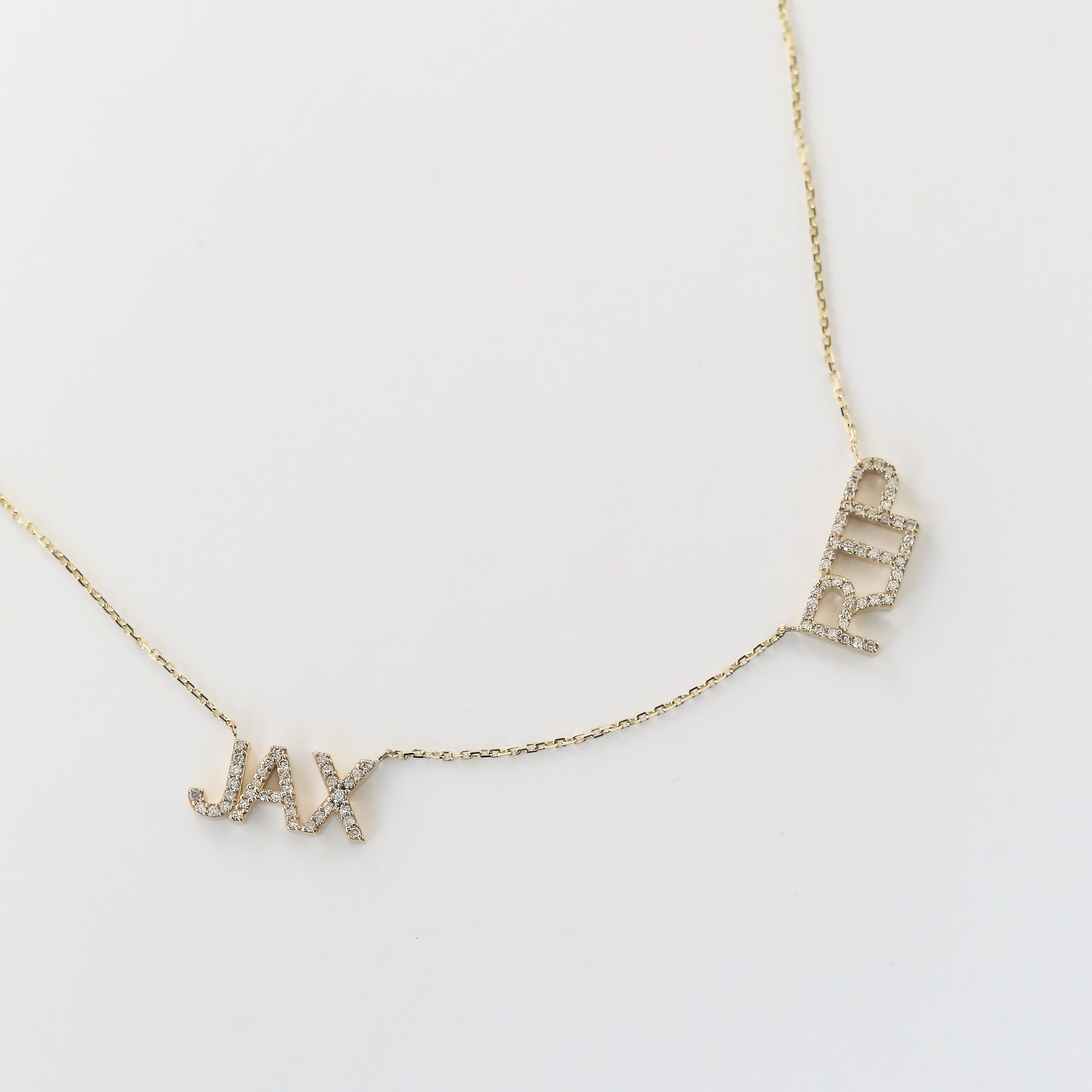 Custom Diamond Double Name Necklace - American Jewelry
