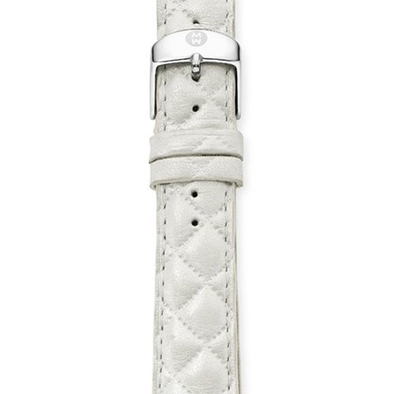 Michele Michele 16mm Whisper White Quilted Leather Strap