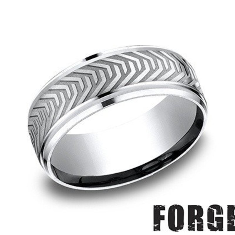 American Jewelry Cobalt 9mm Gents Benchmark Tire Tread Wedding Band (Size 10)