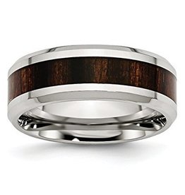 American Jewelry Stainless Steel & Wood Inlay 8mm Gents Wedding Band (Size 11.5)