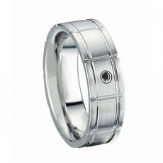 American Jewelry Cobalt .03ct Black Diamond 7mm Gents James Kurk Wedding Band (Size 10)