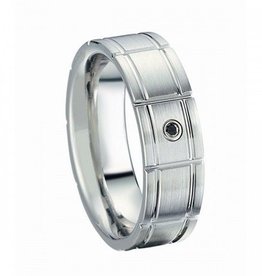 American Jewelry Cobalt .03ct Black Diamond 7mm Gents James Kurk Wedding Band (Size 10)