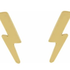 American Jewelry 14K Yellow Gold Lightning Bolt Stud Earrings