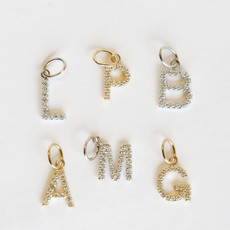 American Jewelry Diamond  Initial Dangle Pendant Charm