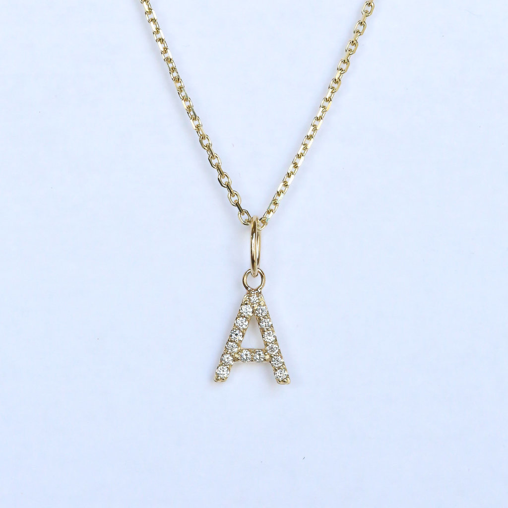 American Jewelry Diamond  Initial Dangle Pendant Charm