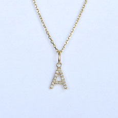 American Jewelry Diamond  Initial Dangle Pendant Charm