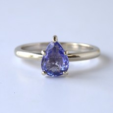 14k White Gold 1.30ct Pear Tanzanite Solitaire Ring (size 7)