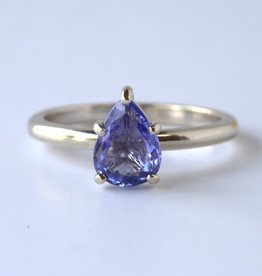 14k White Gold 1.30ct Pear Tanzanite Solitaire Ring (size 7)