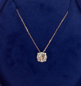 American Jewelry 14k Rose Gold Morganite & .10ctw Diamond Halo Pendant
