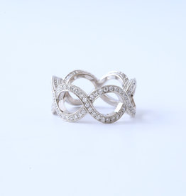 American Jewelry 14K White Gold 1.25ctw Diamond Milgrain Open Wave Ring (Size 6.5)