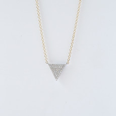 American Jewelry 14K Gold .12ctw Diamond Pave Triangle Necklace (14-16")