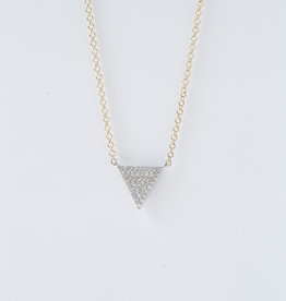 American Jewelry 14K Gold .12ctw Diamond Pave Triangle Necklace (14-16")