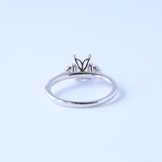 American Jewelry 14K White Gold .39ctw Diamond Emerald Three Stone Semi-Mount Engagement Ring (Size 6.5)