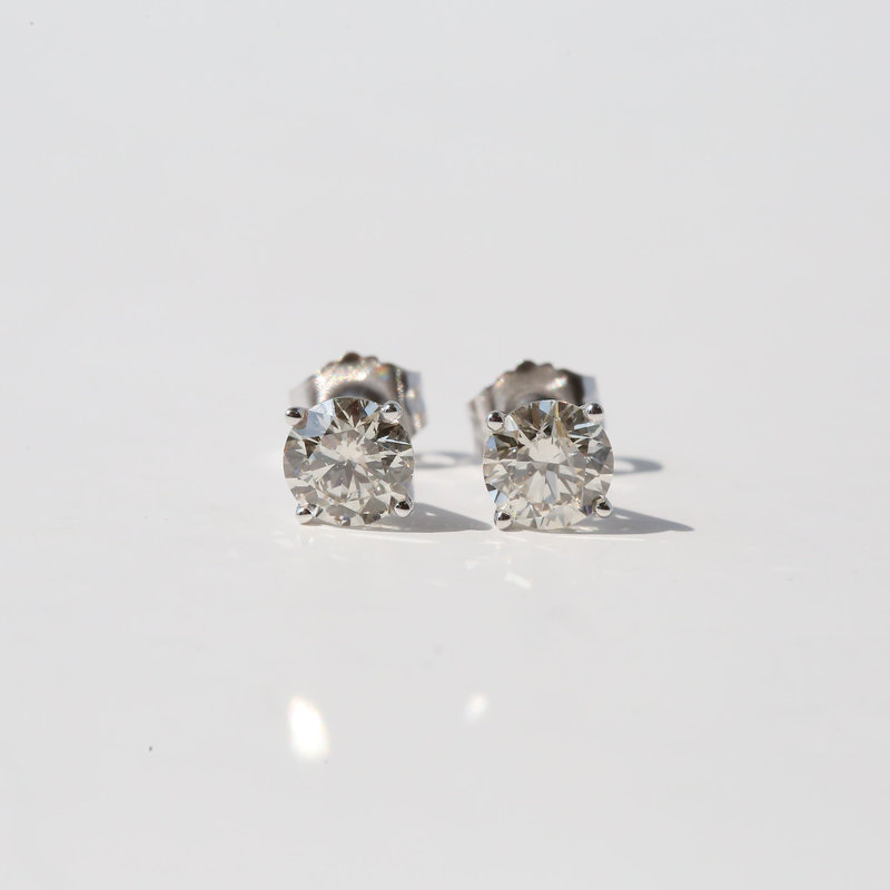 American Jewelry 14K White Gold 1ctw Diamond Stud Earrings