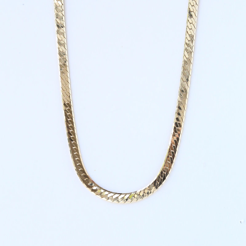 .28ct Diamond Bezel 14K Gold Beaded Chain Necklace