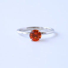 14k White Gold .60ct Mexican Fire Opal Solitaire Ring (size 7)