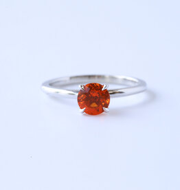 14k White Gold .60ct Mexican Fire Opal Solitaire Ring (size 7)