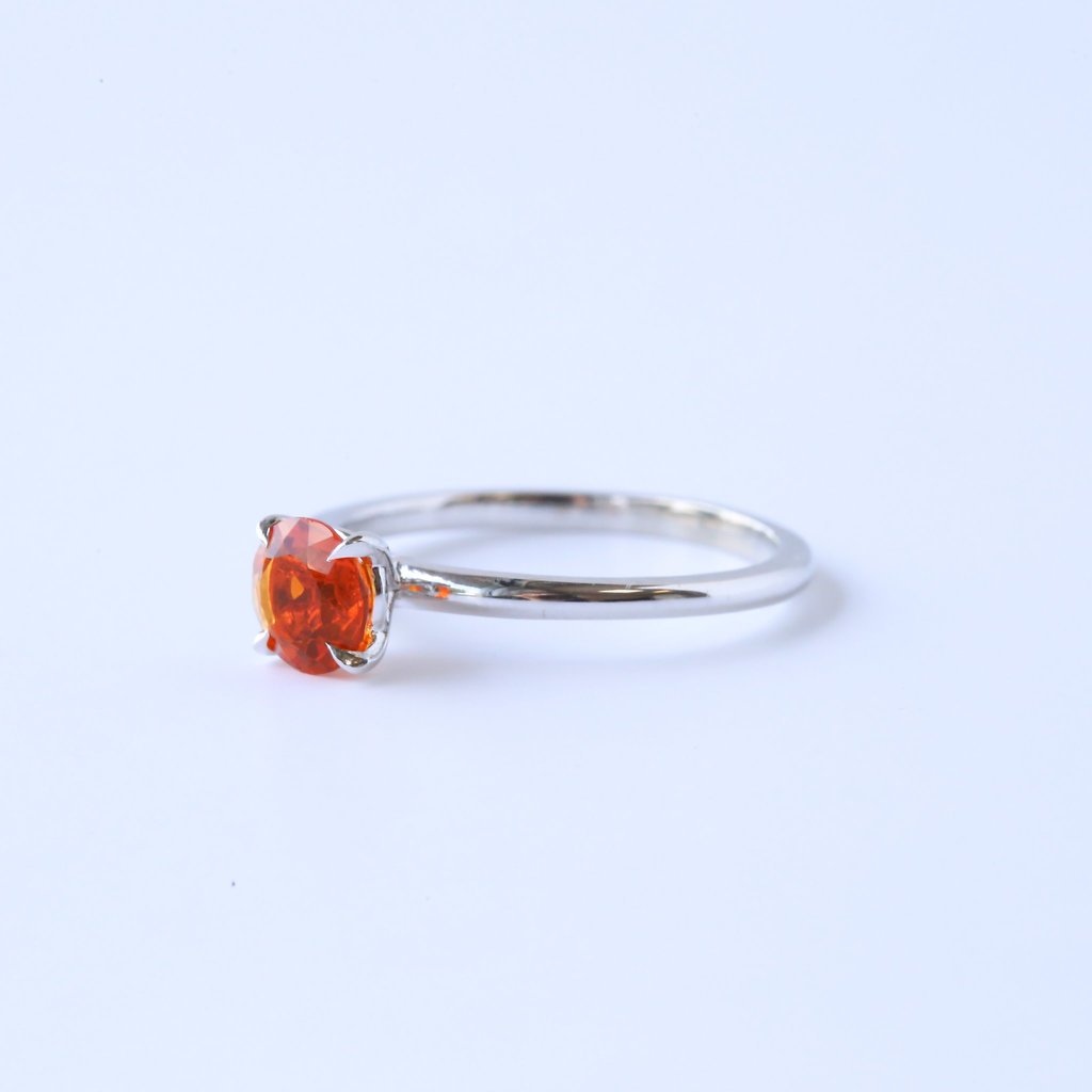 14k White Gold .60ct Mexican Fire Opal Solitaire Ring (size 7)