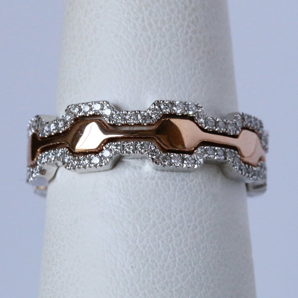 mj 14k White & Rose Gold .40ctw Interlocking Stackable Bands (Size 6/75)