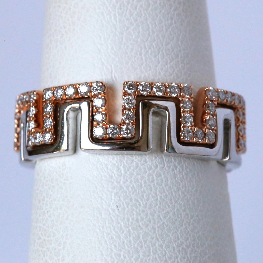 American Jewelry 14k White & Rose Gold 5/8ctw Interlocking Stackable Bands (Size 6.75)