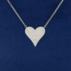 American Jewelry 14k White Gold .56ctw Pave' Diamond Heart Necklace (18")