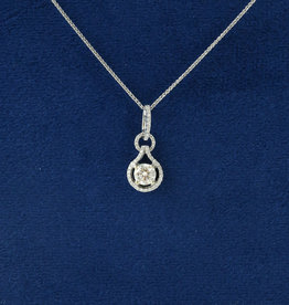 18k White Gold .65ctw (1/2ct Round Center) Diamond Halo Knot Pendant Necklace