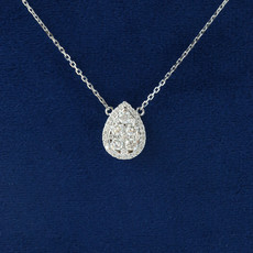 14k White Gold 1ctw Pear Cluster Diamond Halo Necklace (16")