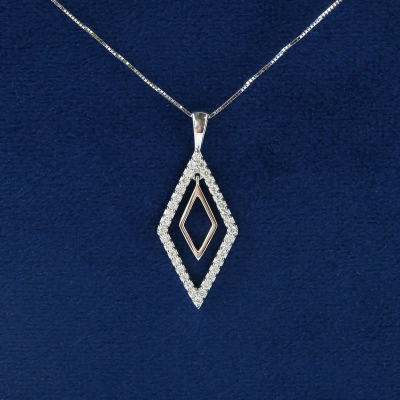 14k White Gold .40ctw Diamond Shape Free-Moving Diamond Pendant