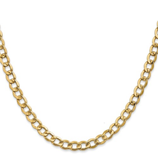 American Jewelry 14k Yellow Gold Semi-Solid Curb Link Chain (22")