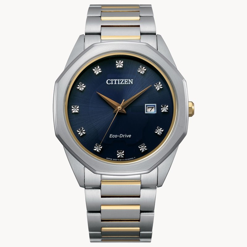 Citizen Citizen Eco Drive Gents Two-Tone Corso Watch w/ Diamond & Royal Blue Dial