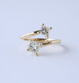 American Jewelry 14K Yellow Gold 1.70ctw Princess Cut Diamond Wrap Ring (Size 6.5)