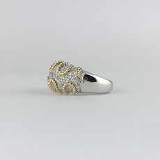 American Jewelry 14k Two-Tone White/Yellow Gold  .72ctw Diamond Domed Rope Ring