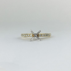 American Jewelry 14k Yellow Gold .88ctw Diamond Semi Mount Engagement Ring Set