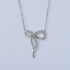 American Jewelry 14K White Gold .38ctw Diamond Bow Necklace