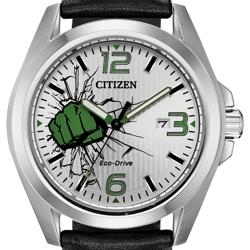 Citizen Citizen Eco-Drive The Hulk Marvel Mens Watch with Black Leather Strap