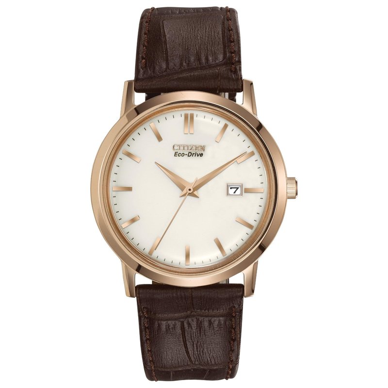 Citizen Citizen Eco-Drive Corso Rose-Tone Gents Watch with Leather Strap