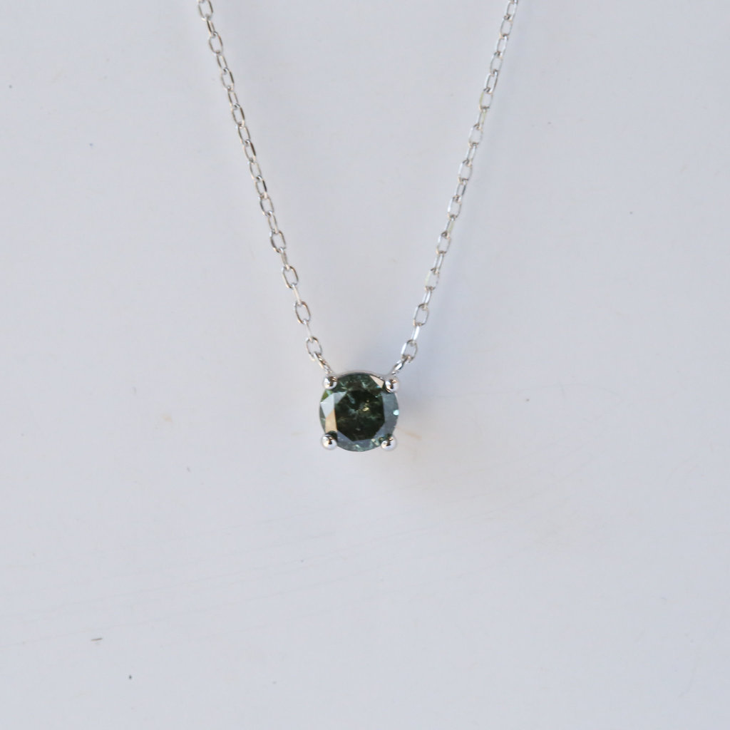 Stunning Green Diamond Silver Plated Necklace