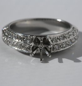 American Jewelry 14k White Gold 3/4ctw Triple Edge Round Brilliant Diamond Semi Mount Engagement Ring (Size 6.25)
