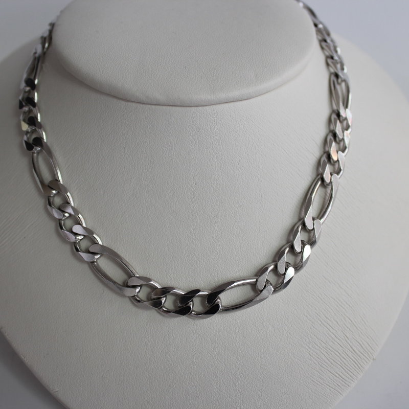 American Jewelry Sterling Silver Large Figaro Chain Necklace