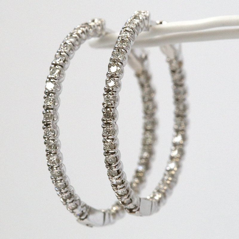 American Jewelry 14k White Gold 1.40ctw Round Brilliant Diamond Inside Out Hoop Earrings