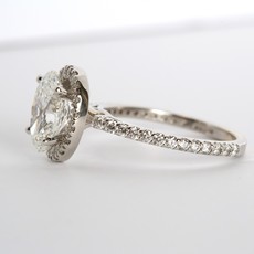 American Jewelry 14k White Gold  2.93ctw Lab Grown (2.33 IGI G/VS1 Ctr) Oval Halo Diamond Engagement Ring (Size 7)
