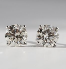 American Jewelry 14k White Gold 1ctw 4-Prong Round Brilliant Diamond Earring Studs